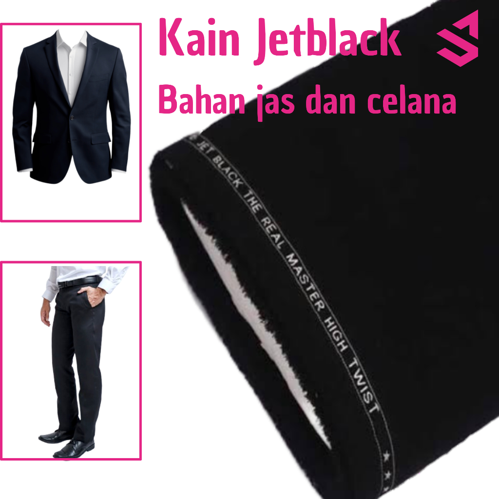 BAHAN JAS CELANA BLAZER DLL KAIN JET BLACK HIGHT TWIST