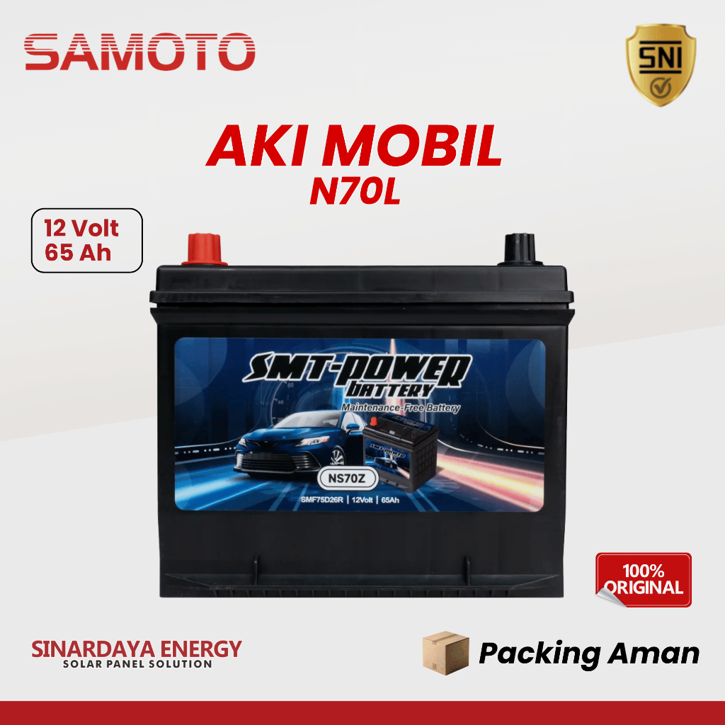 Aki Mobil Samoto NS70Z 12V 65Ah Aki Kering Maintenance Free Mobil Diesel Bensin - NS70Z 12V 65Ah Hig