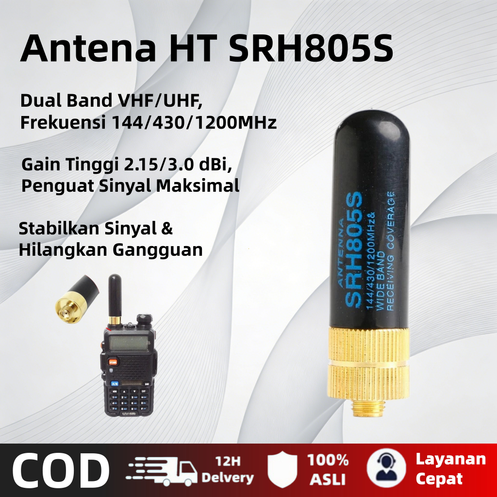 Antena HT SRH805S Mini Pendek Penguat Sinyal Kuat Dual Band UHF/VHF Anti Gangguan Frekuensi Universa