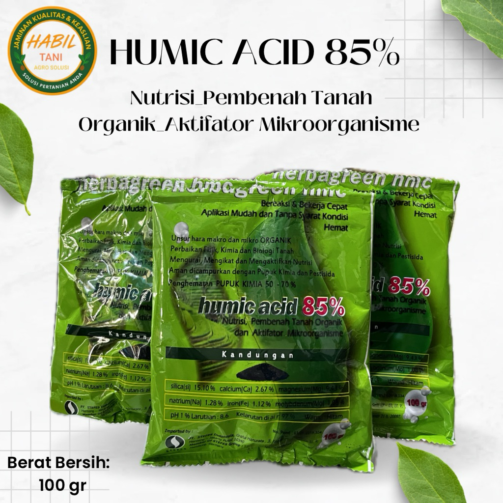 HUMIC ACID 85% Herbagreen_Nutrisi Pembenah Tanah Organik & Aktifator Mikroorganisme_100 gr