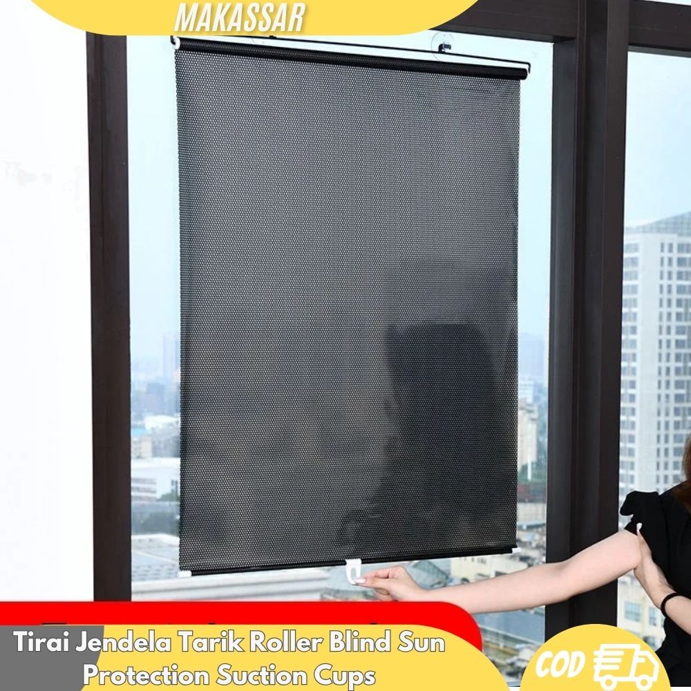 Tirai Jendela Tarik Roller Blind Sun Protection Suction Cups / Tirai Gulung Tarik Pelindung Matahari