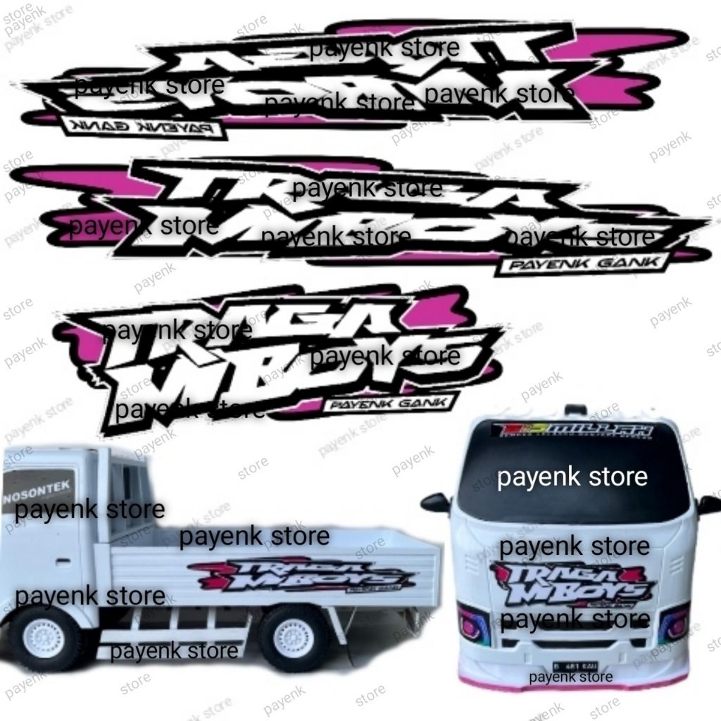 STIKER SAMPING BAK MINIATUR PICKUP TRAGA