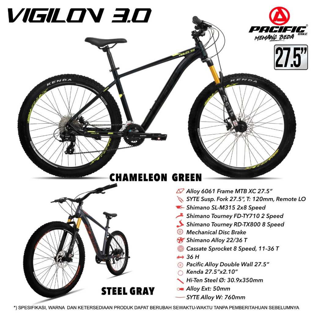 SEPEDA GUNUNG MTB 26 27.5 INCH PACIFIC VIGILON 2.0 FRAME ALLOY SHIMANO / PACIFIC VIGILON 3.0 ALLOY 2