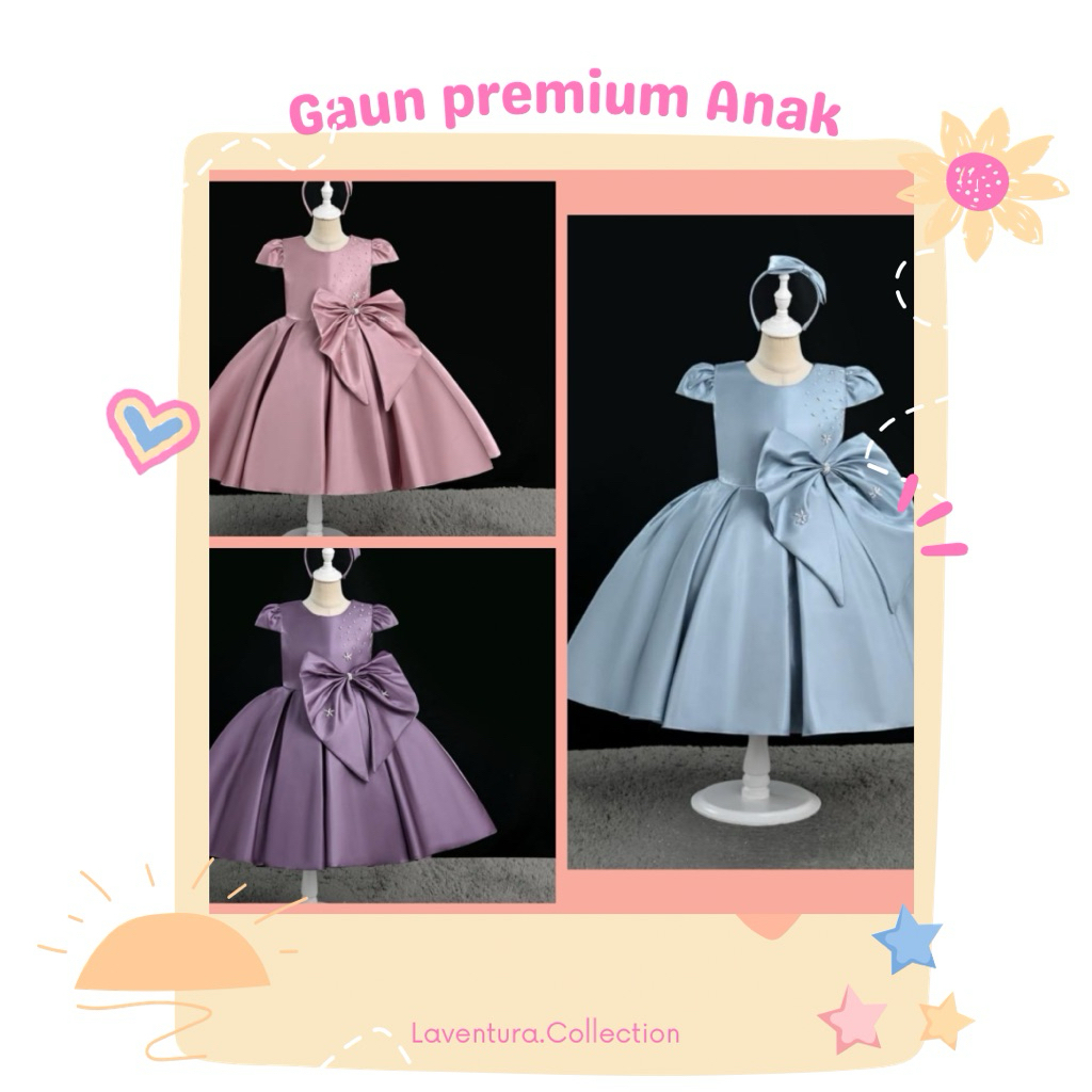 Gaun Anak Premium Princess Bow Elegant – Dress Pesta Anak Mewah
