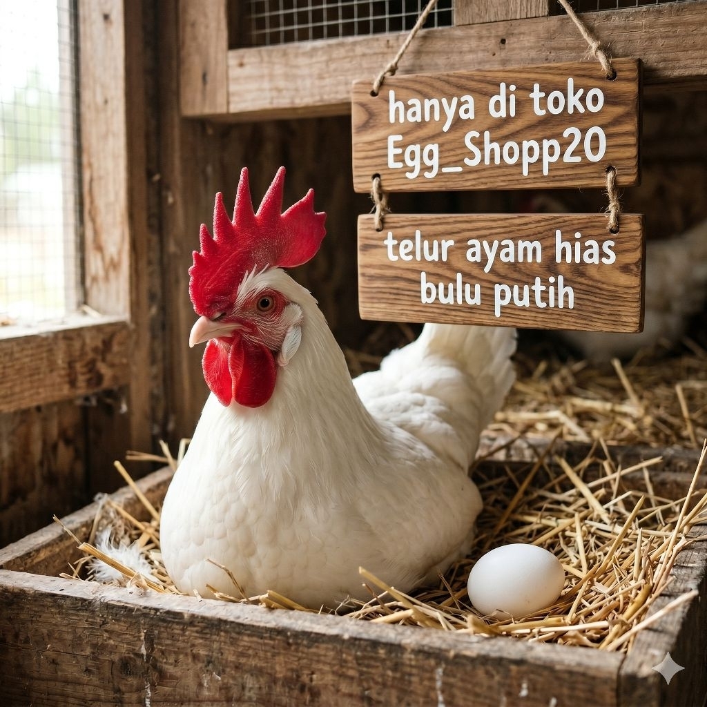 TELUR AYAM HIAS  BULU PUTIH UNTUK DI TETASKAN Egg_shopp20