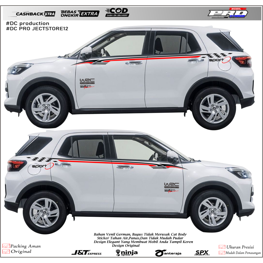 sticker mobil toyota raize cutting stiker list mobil raize