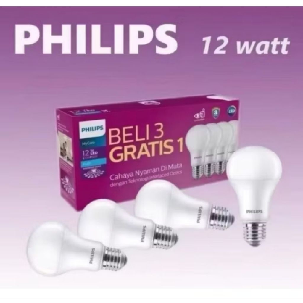 lampu PHILIPS LED Bulb multipack 12 watt my care
