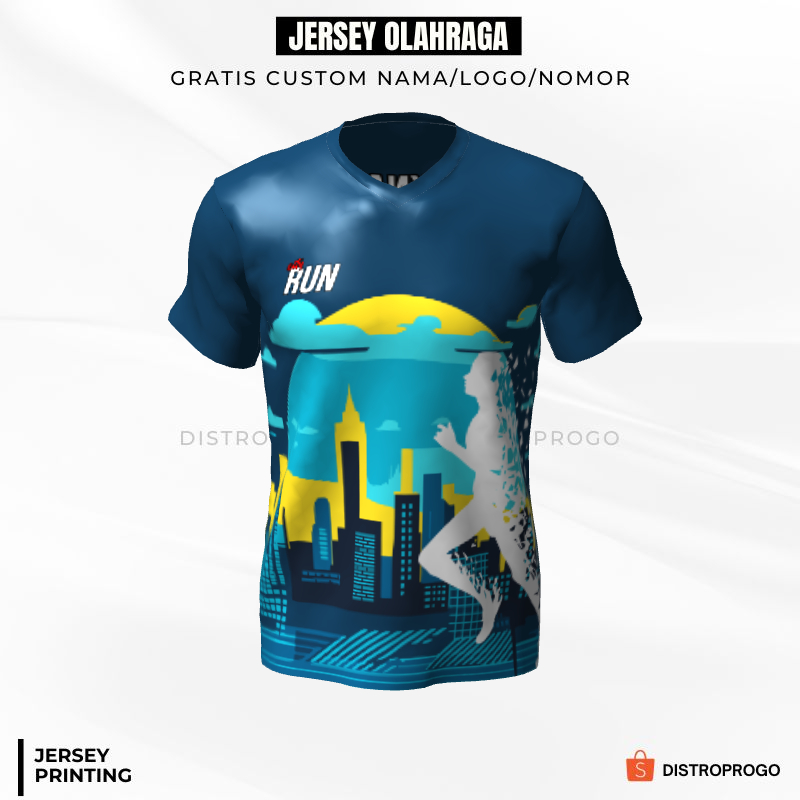 Kaos Jersey Lari Navy Motif Perkotaan 296 - Jersey Fun Run Bisa Custom