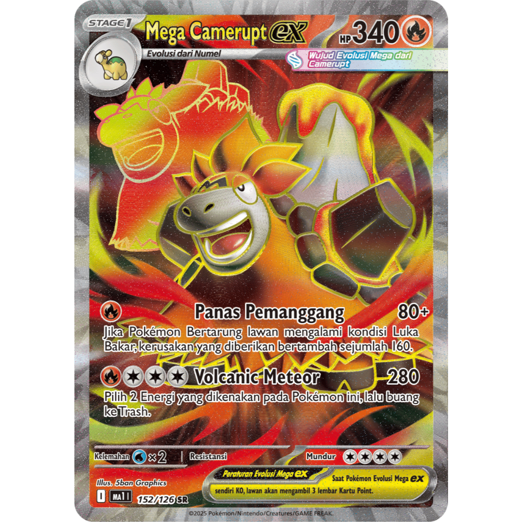 Mega Camerupt EX SR ma1 Evolusi Mega Pokemon TCG Indonesia