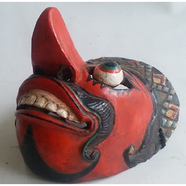 Antik seni pahatan topeng kayu kuno antik folks art figur wajah jawa