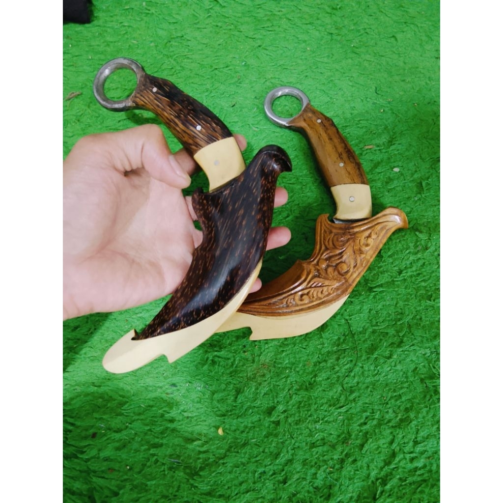 Kerambit Mini Tajam Gagang Kayu Premium+ Sarung | Pisau Kecil Outdoor EDC