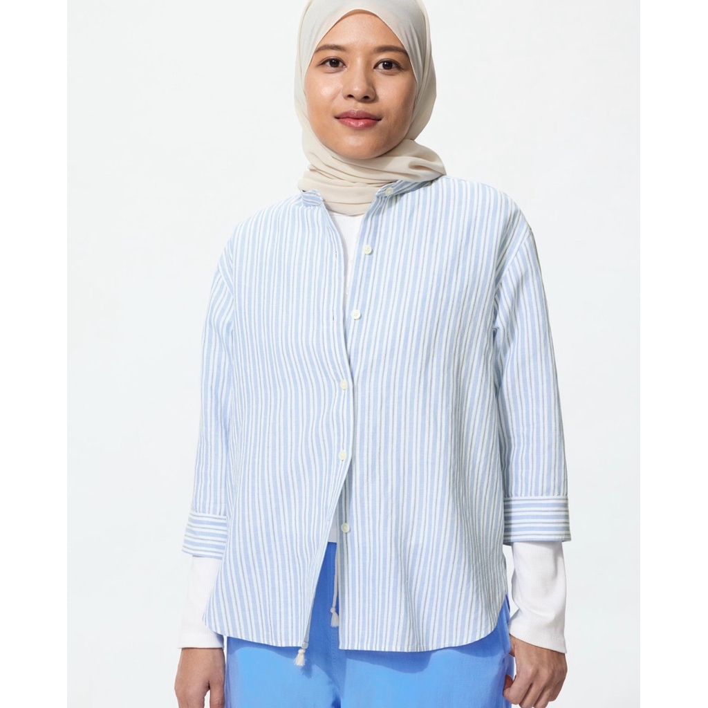 Uniqlo Linen Blend Collar Stripes shirt