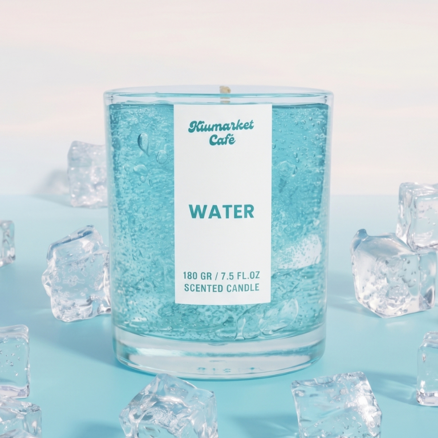 Kiumarket Scented Candle Water 180gr - Lilin Aromaterapi Fresh Segar Pengharum Ruangan Aesthetic Kad