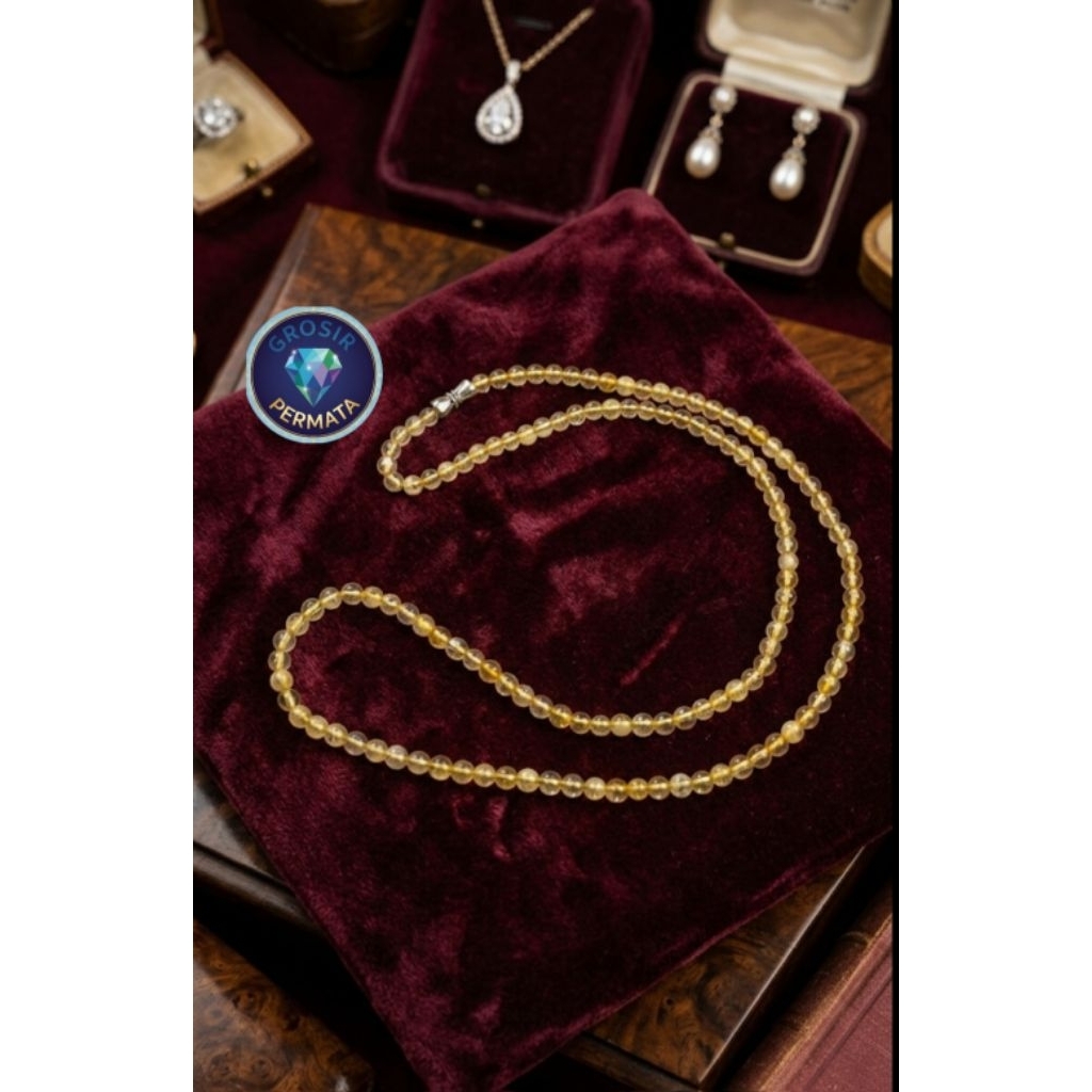 kalung batu citrine natural 4mm