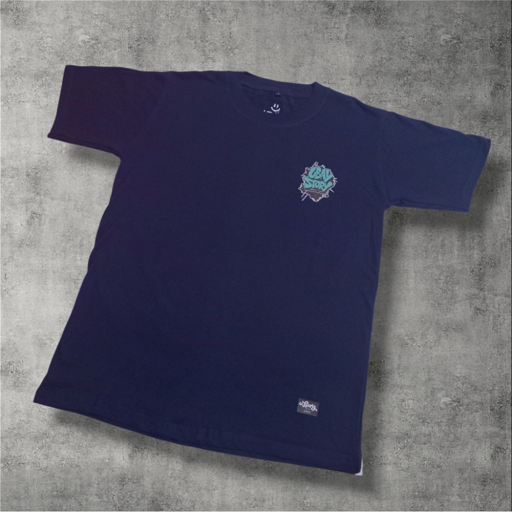 kaos pria cotton biru tua