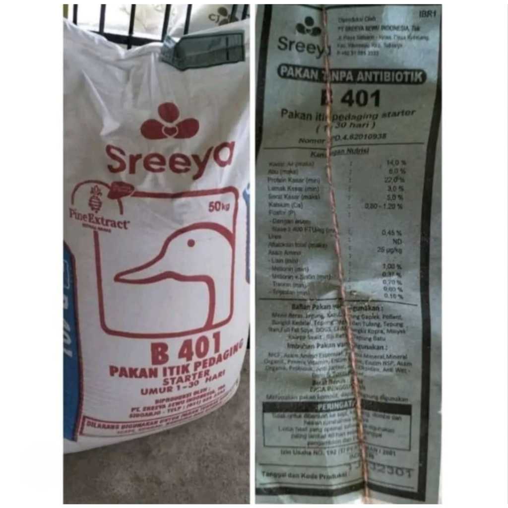 Pur pakan itik pedaging sreeya b401