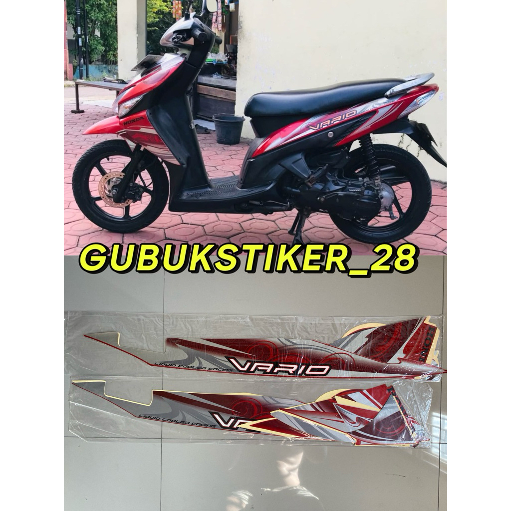 STRIPING STIKER LIS BODY MOTOR HONDA VARIO 110 KARBU 2010 MERAH SILVER