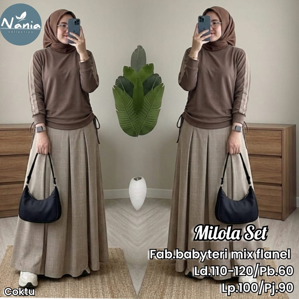 Milola Set Rok Setelan Wanita Premium by Nania