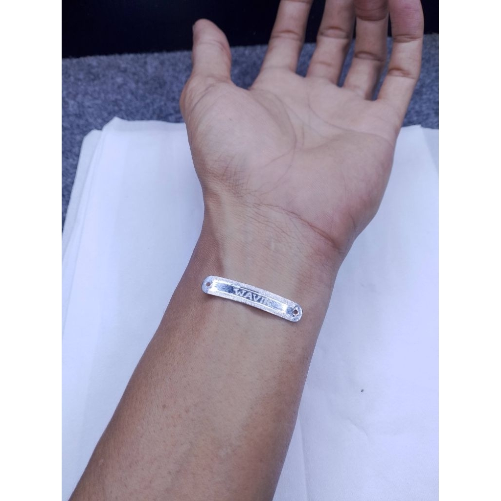 Gelang nama plat perak asli