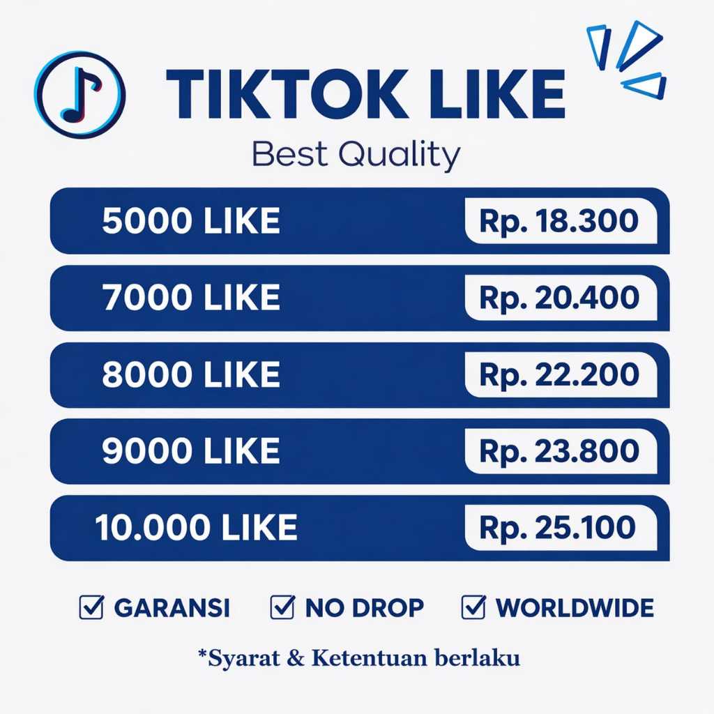 Like tiktok Paket Tiktok Like Ber Garansi Proses Cepat Bergaransi 30 Hari