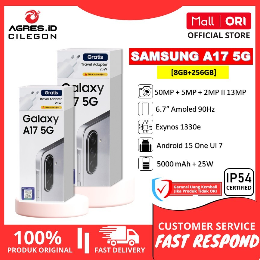Samsung Galaxy A17 5G [8GB+256GB]  Exynos 1330 II Layar 6.7"Super Amoled 90Hz II Baterai 5000mAh II 