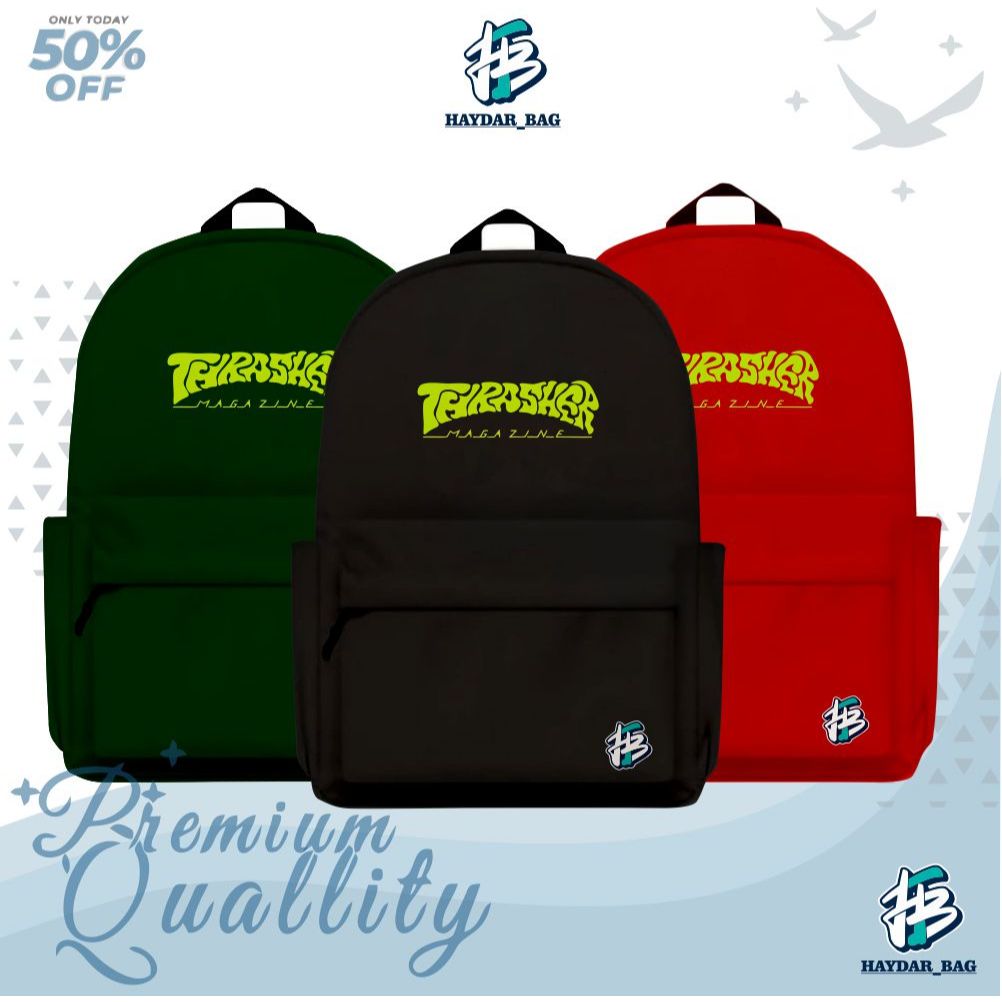 HB - Tas Ransel Distro Original / Tas Backpack Unisex Keren Style 2023 / Tas Motif Thrasher Kekinian