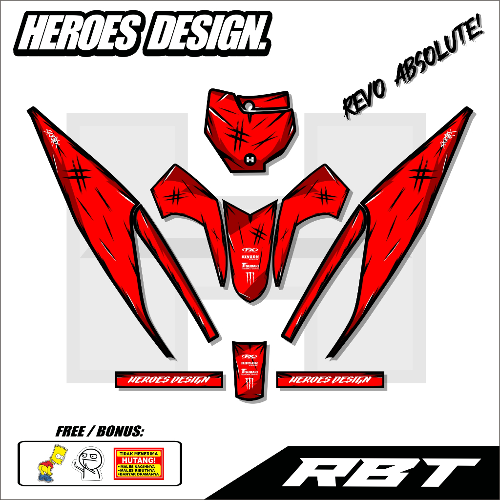 Sticker RBT REVO ABS Stiker Striping Motor RBT Revo Absolute Terbaru Motif Anime DECAL YZ CRF KLX KX