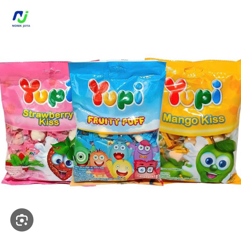 Permen Yupi 120 Gram ( 1 KARTON ISI 24 ) Mango kiss | Strawberry Kiss | Fruity Puff
