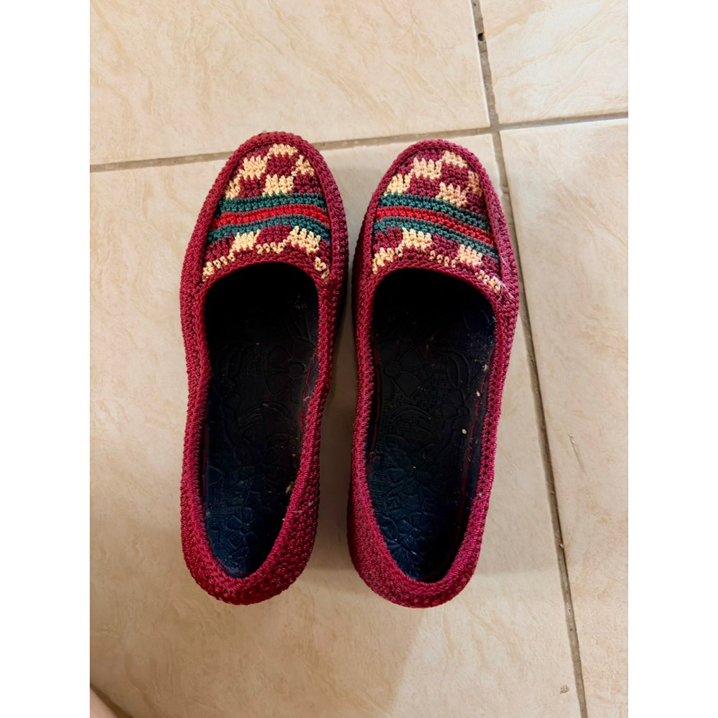 flat shoes rajut homemade