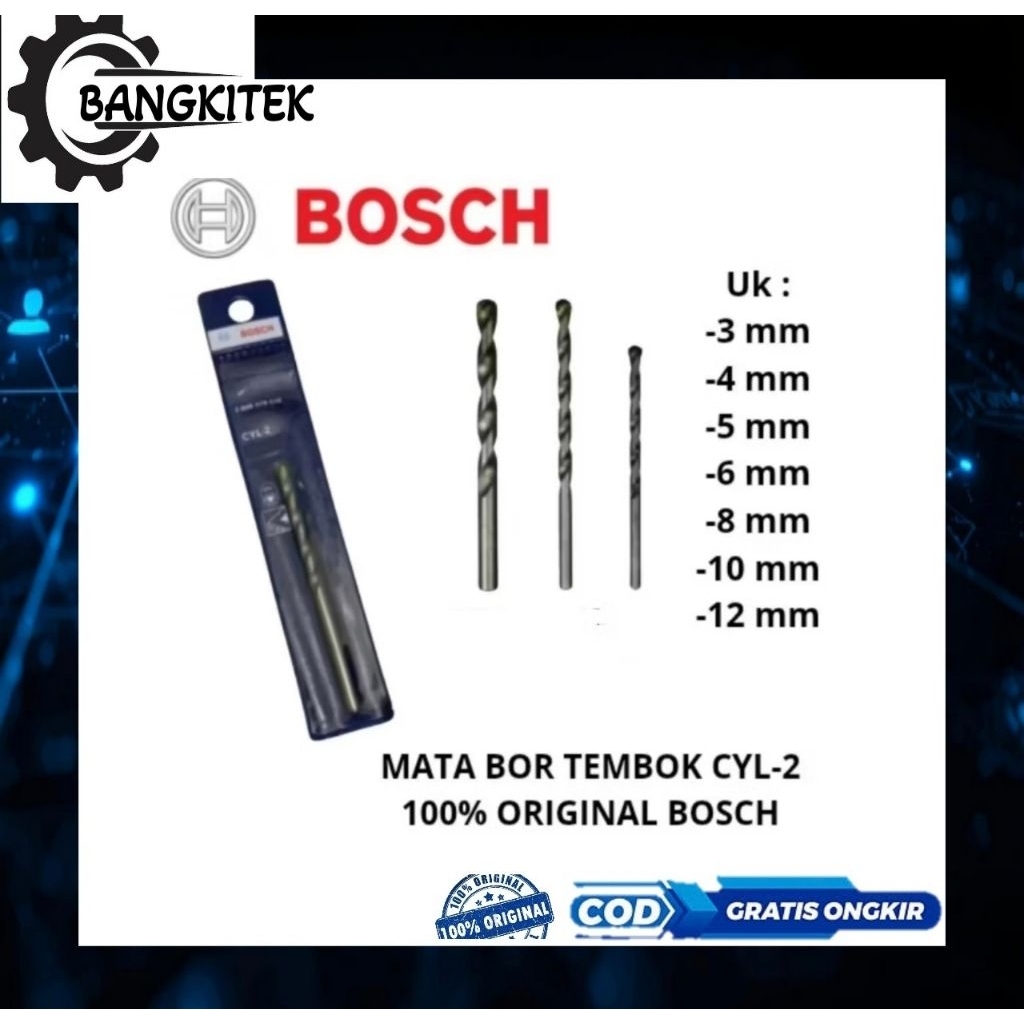 Mata Bor Tembok BOSCH 3,4,5,6,8,10,12mm/Mata Bor Beton Bosch CYL-2 ASLI ORIGINAL BOSCH