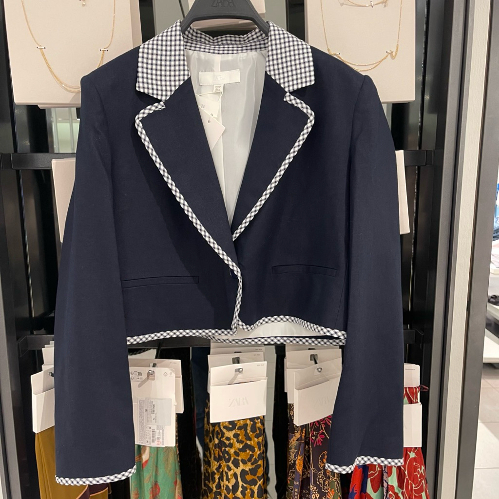 Blazer Linen Crop ZARA Women Jastip (jasa titip)