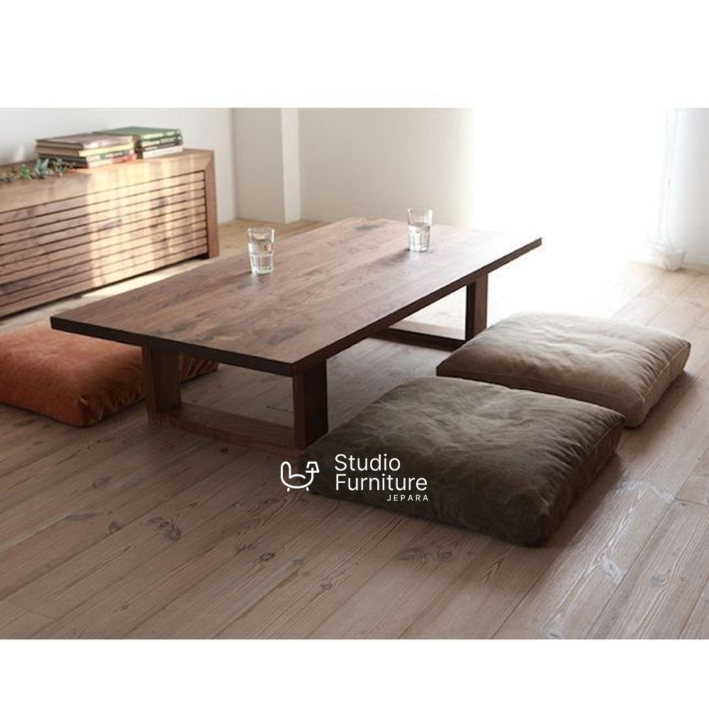 MEJA LESEHAN GAYA JEPANG / MEJA LANTAI MINIMALIS / MEJA KAYU JATI SOLID