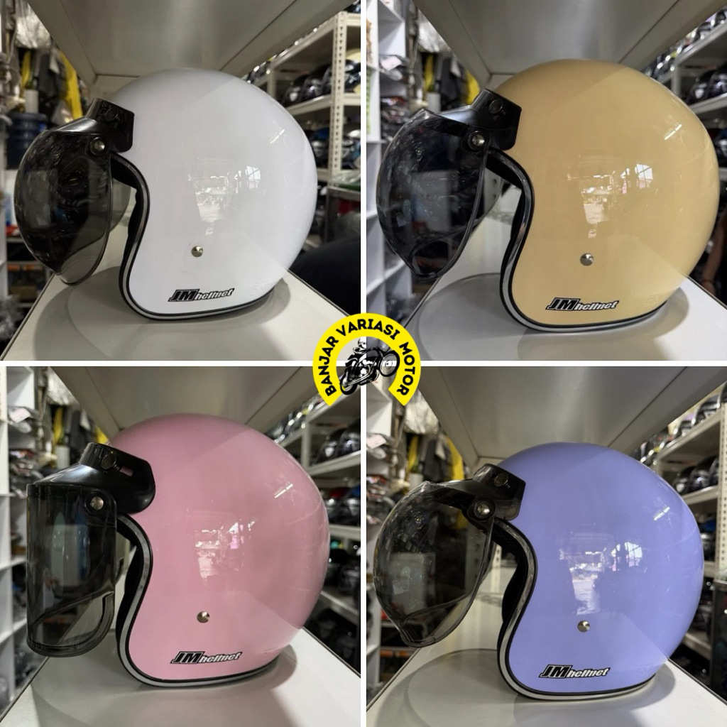 Helm Bogo Classic Merek JM List Putih