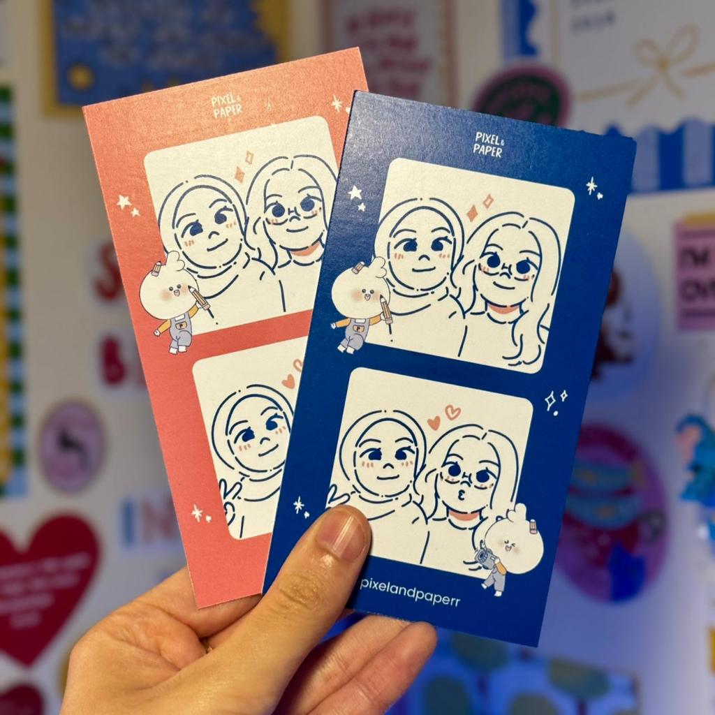 HARDCOPY Custom Portrait Sketch Photobox | Kado Ulang Tahun Aesthetic | Ilustrasi Foto Couple / Saha