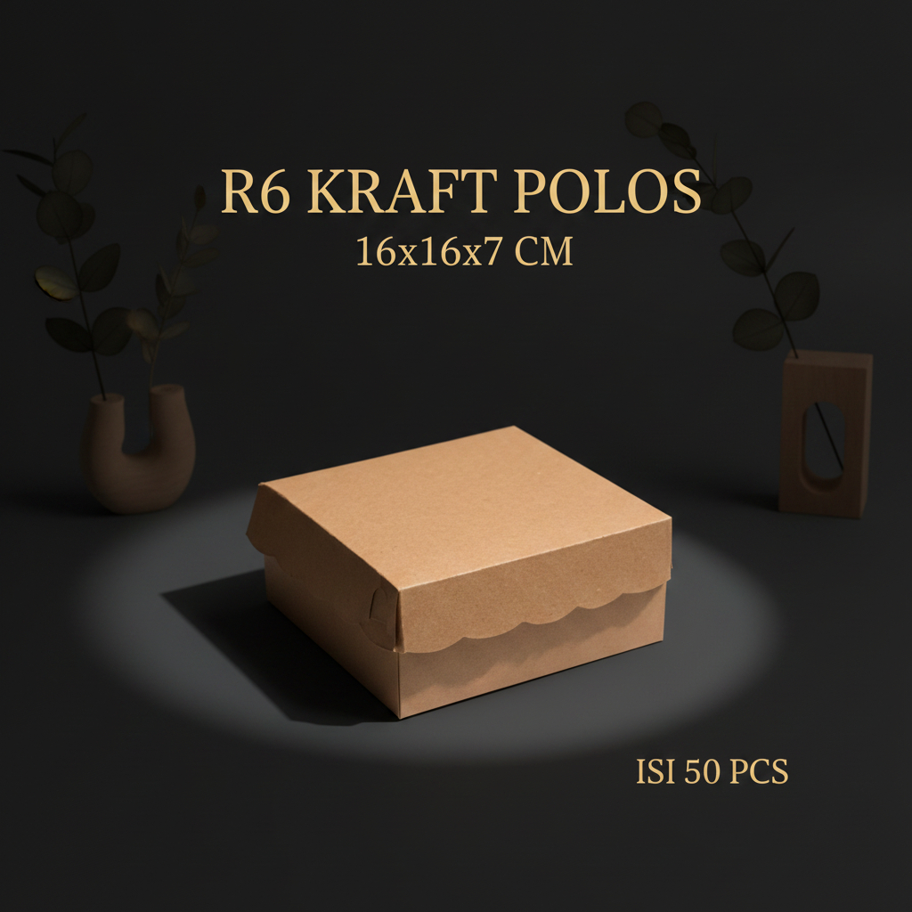 (50 Pcs) Dus Kue R6 Kraft Polos / 16x16x7 cm / Dus Nasi
