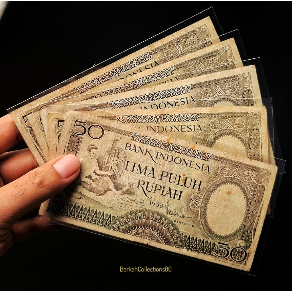 bank note uang 50 rupiah seri pekerja tahun 1958