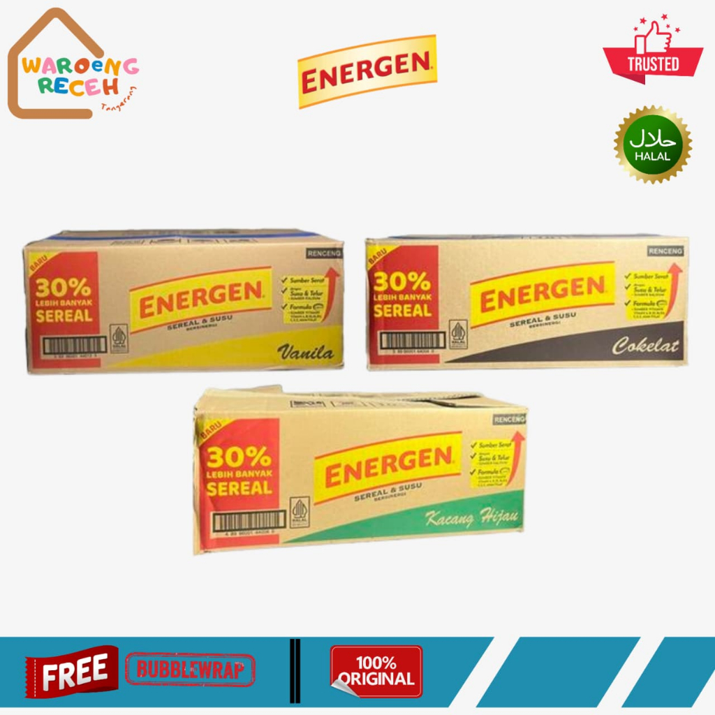 Energen Vanilla Cokelat Kacang Hijau 34 Gr [1 DUS ISI 16 RENCENG]