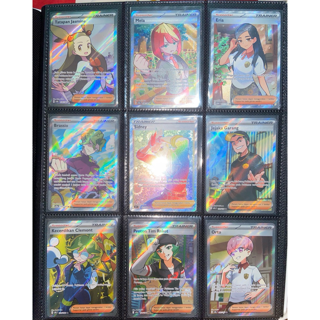 MELA ERIA JASMINE ORTO BRASSIO SYDNEY CLEMONT PROTON POKEMON INDONESIA SR SUPER RARE KARTU CARD TCG 
