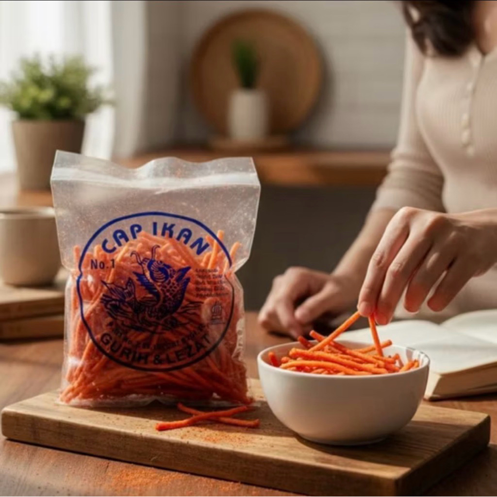 Kerupuk cap ikan medan 80gr - mie lidi / mie rapuh / lidi indomie goreng keripik lidi cap ikan khas 