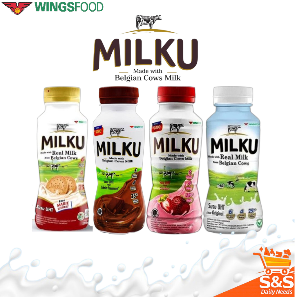 MILKU SUSU UHT 200ml x 12 MILKU COKELAT MILKU STRAWBERRY MILKU ORIGINAL MILKU MARIE BISKUIT