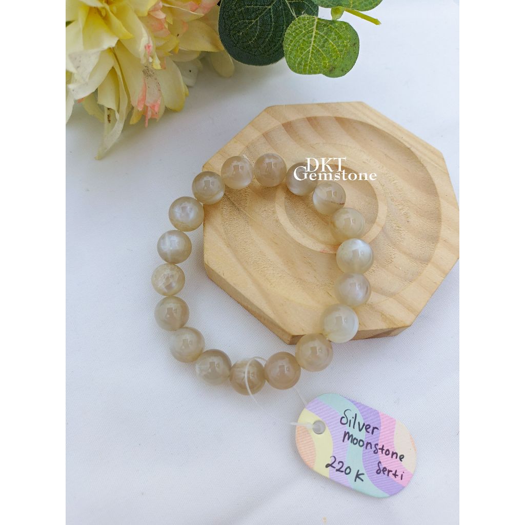gelang batu alam gemstone asli silver monstone