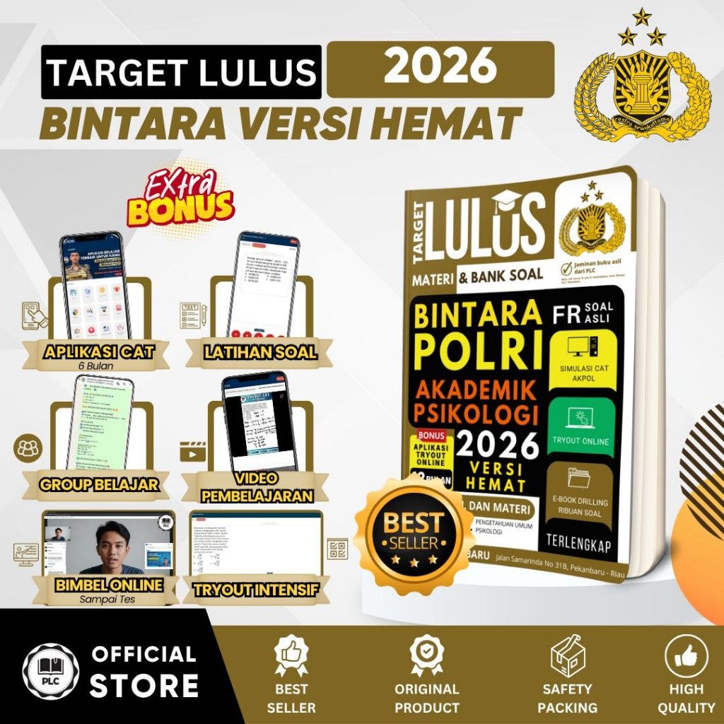 Buku Tes Bintara Polri 2026 Versi Hemat Materi & Bank Soal PLC