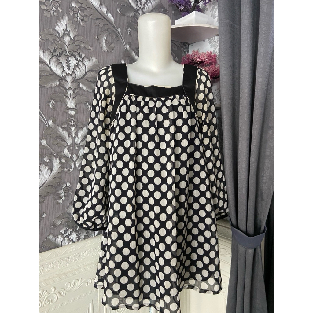 Prelove Atasan Blouse Sifon Wanita Polkadot b