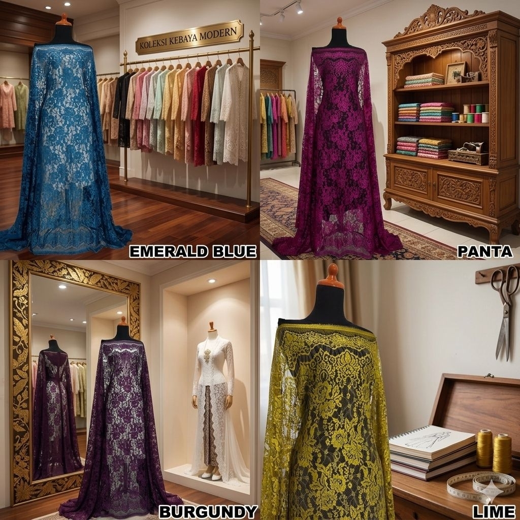 kebaya semi prancis ,bahan bakal kebaya modern