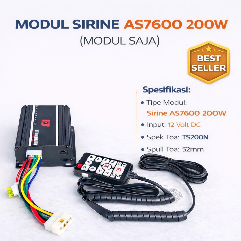 Modul Sirine 200 Watt Tipe 7600 Series - Paket Lengkap Handheld & Kabel Set - Sirine Bisa Untuk Toa 