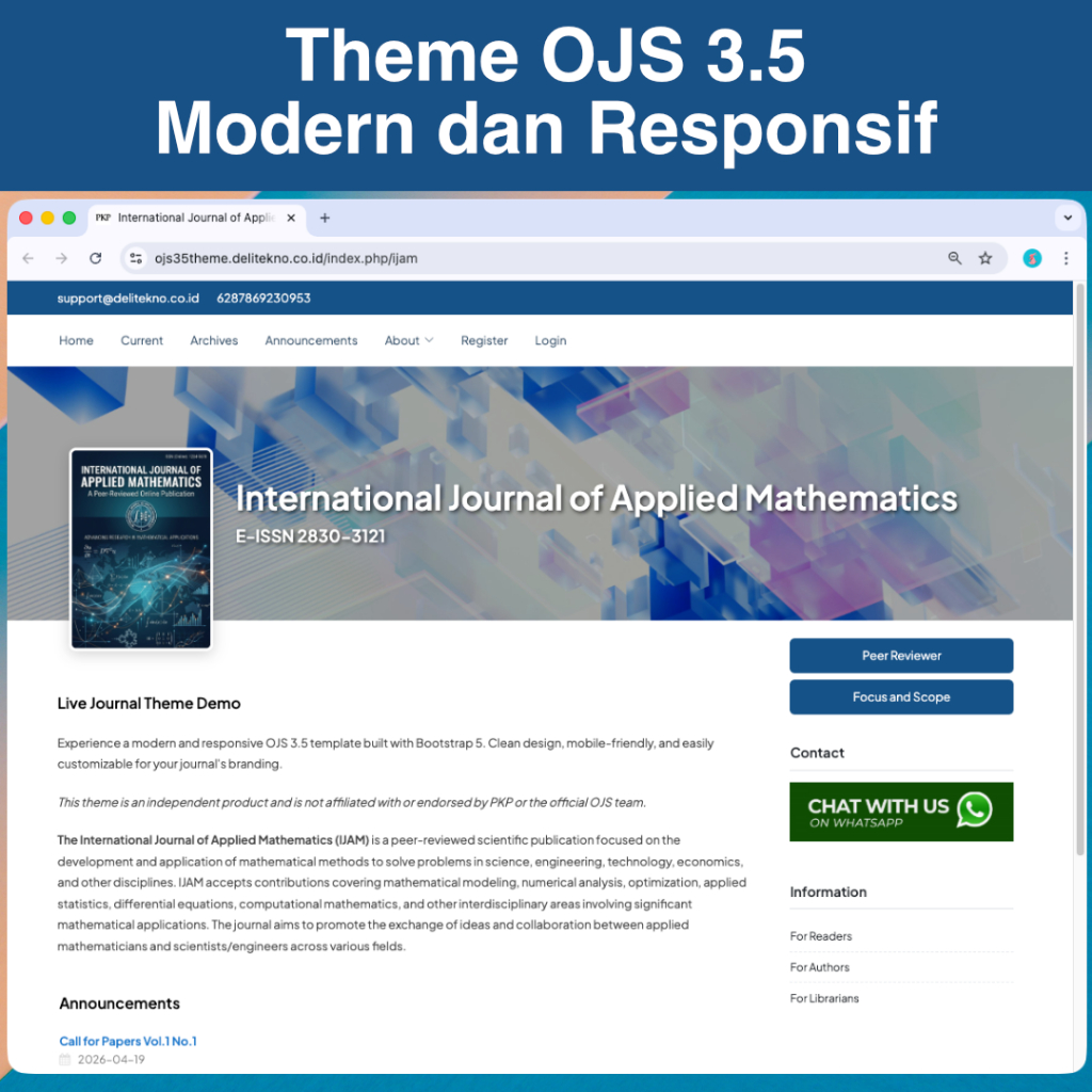 Template Theme OJS 3.5 Jurnal Modern dan Responsif – Lisensi 1 Domain