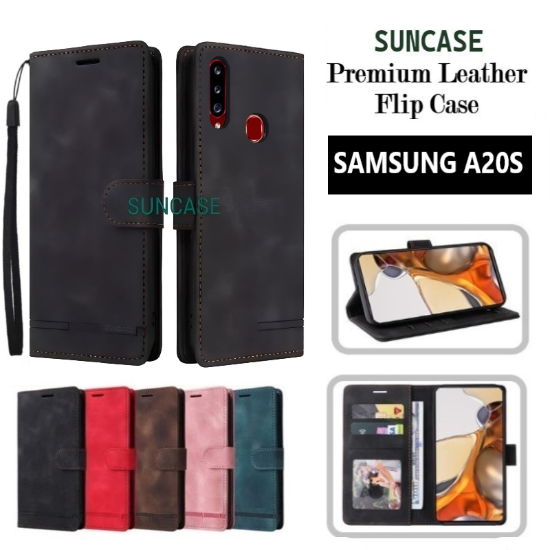 Casing hp SAMSUNG A20S model flip dompet softcase premium ada tali