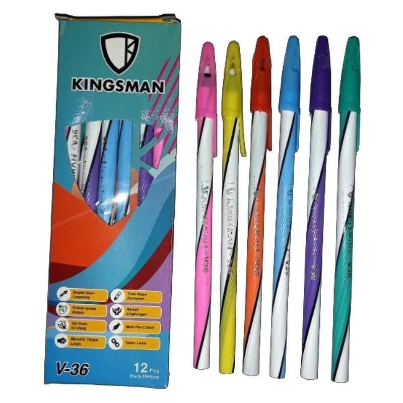 (1 box) pulpen / pena / pen ulir spiral liris warna kingsman v-26 | a-35