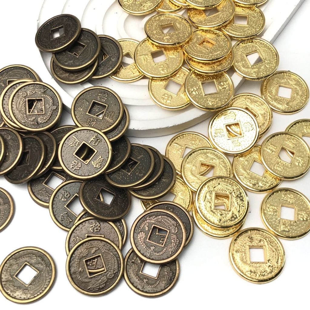 20PCS - KOIN CHINA PLASTIK 2.5CM/SET KOIN CINA KUNO/KOIN FENGSHUI/HIASAN KOIN IMLEK
