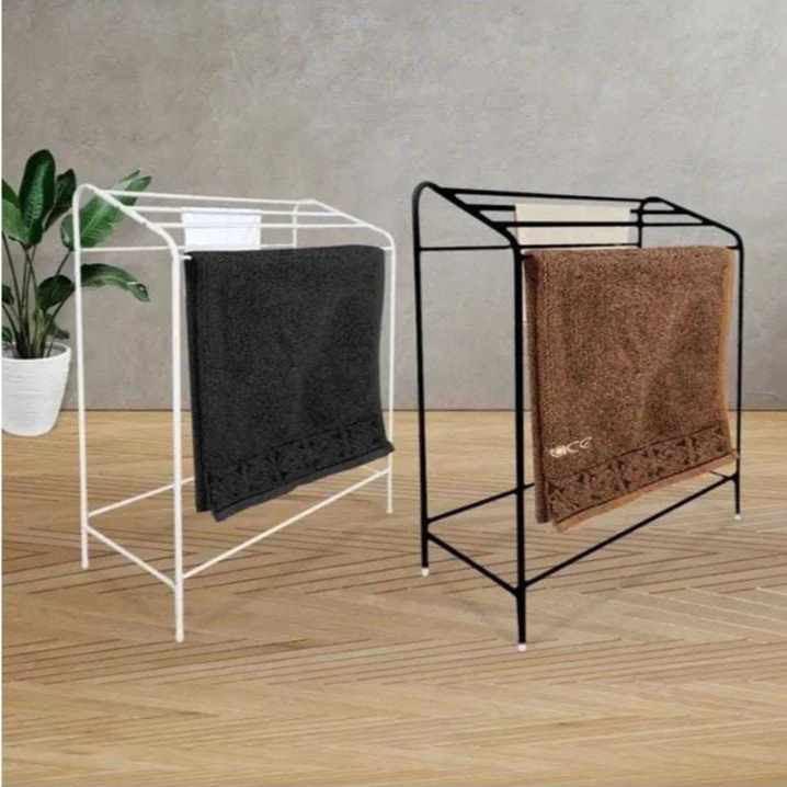 Rak Handuk Minimalis Besi Rak Jemuran Handuk 80x90 cm Rak Baju Laundry Kamar Mandi Kuat Kokoh Multif